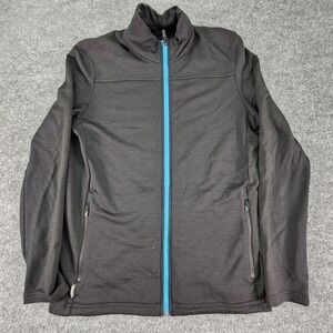 Icebreaker Jacket Womens Large Black Blue Full Zip Stand Collar Outdoor Midlayer